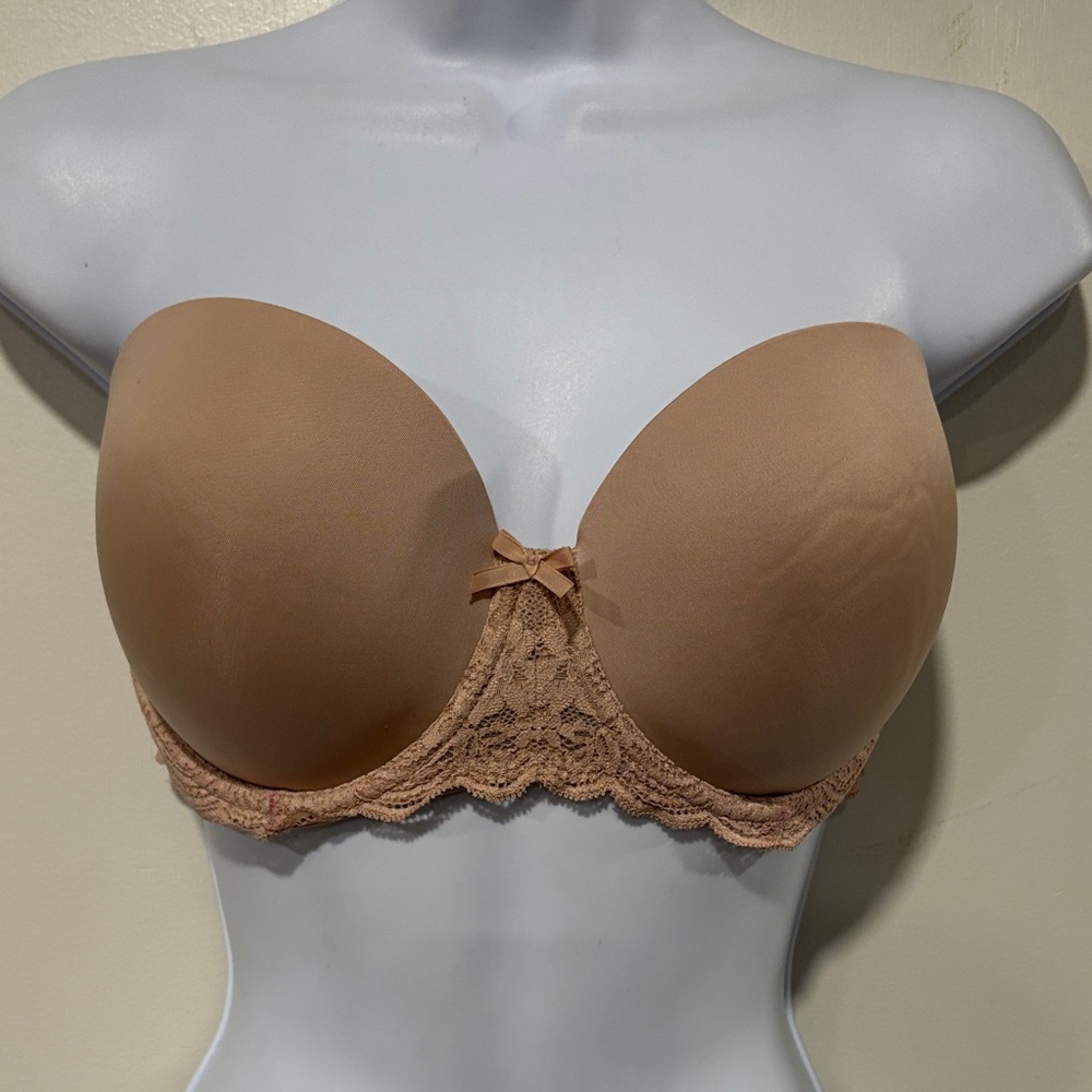 Victorias Secret Dream Angels Multi-position Strapless Lace Tan Bra Size 32DDD